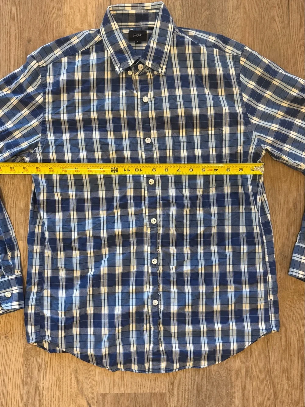 J.Crew Men’s Medium Blue Plaid 100% Cotton Button Down Shirt Preppy